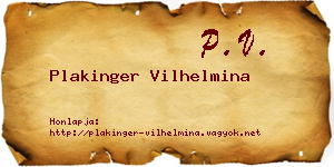 Plakinger Vilhelmina névjegykártya